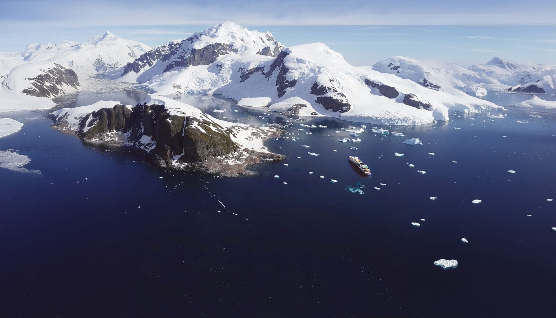 Atlas Ocean Voyages luxury expedition yacht in open waters