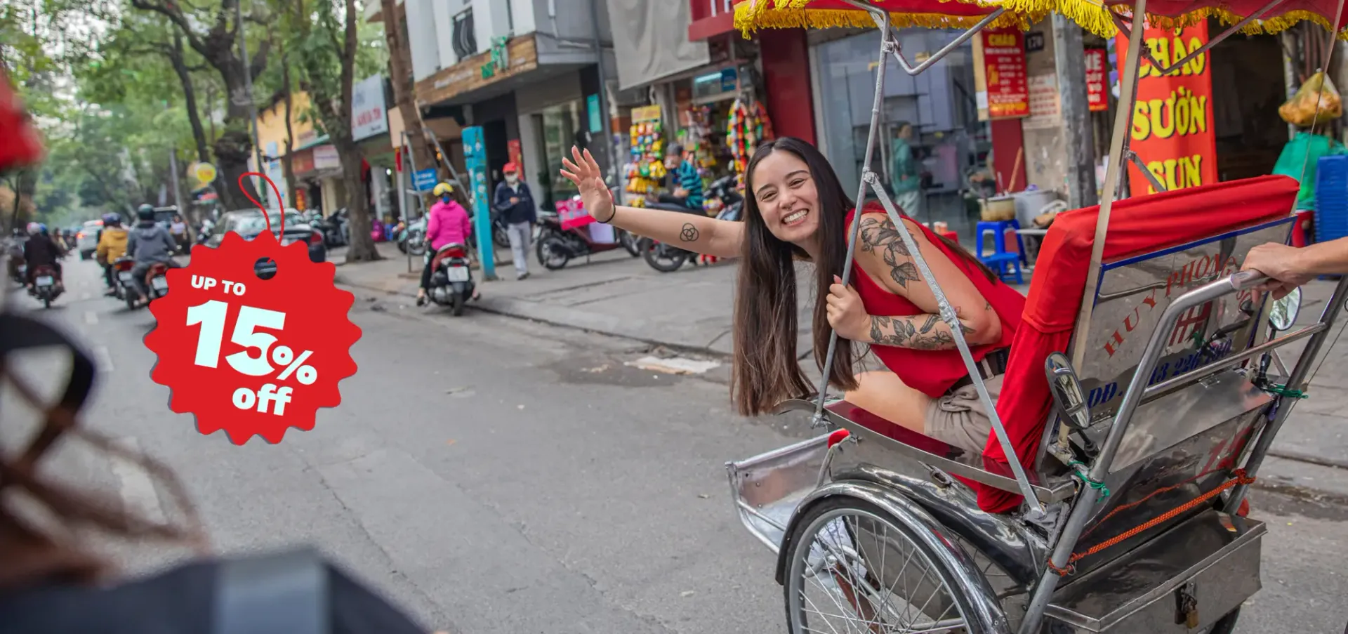 Adventure travelers exploring a vibrant destination with local guides