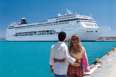 MSC Cruises ship docked at Ocean Cay Marine Reserve in the Bahamas