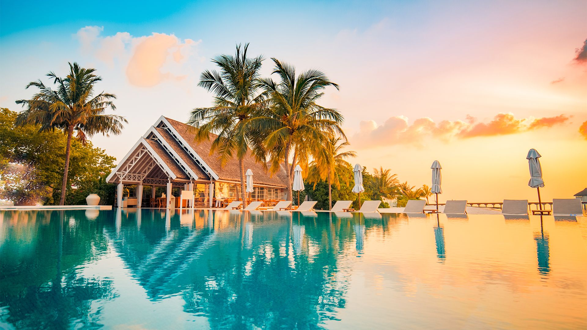 Luxury resort property with elegant architecture and manicured grounds